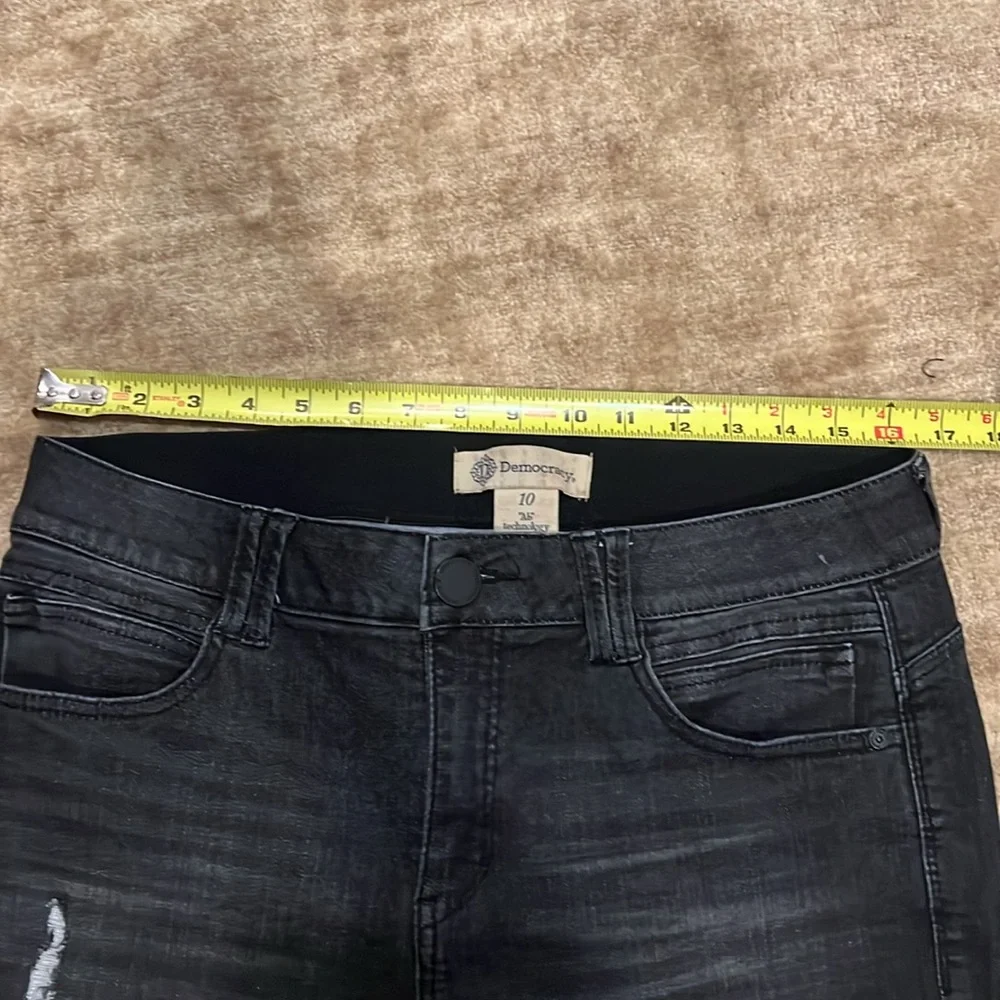 Democracy Ab Solution Raw Hem Ankle Jeans Black Stretch Size 10 Skinny